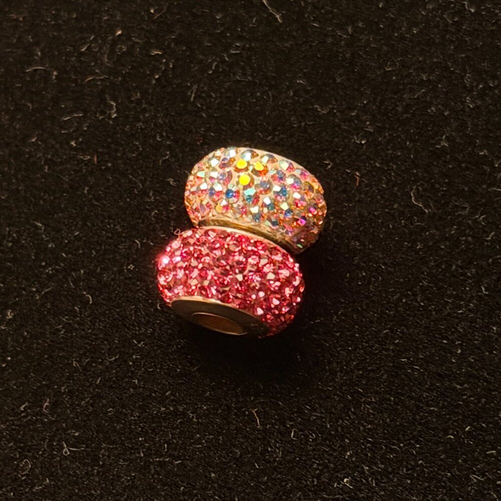 Sparkling crystal beads for Pandora bracelets; sterling silver